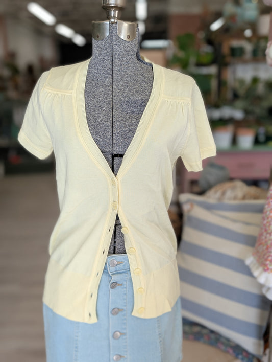 Yellow button up cardigan