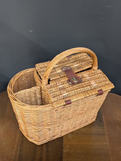 Vintage whicker wine and cheese basket