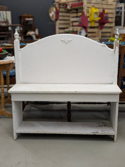 Rustic white garden bench