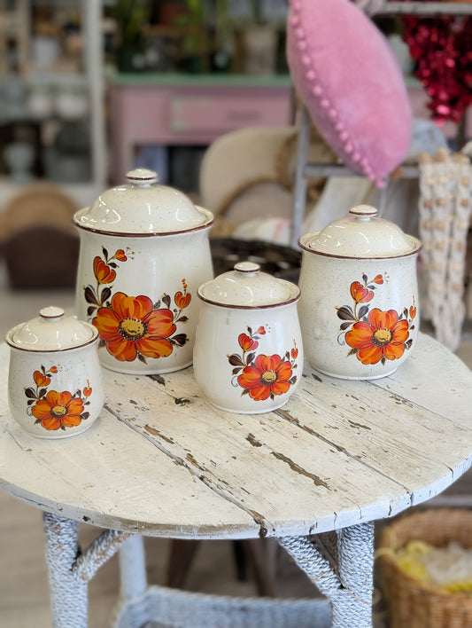 Set of vintage velancia kitchen containers