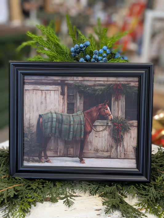 Holiday Horse framed print black