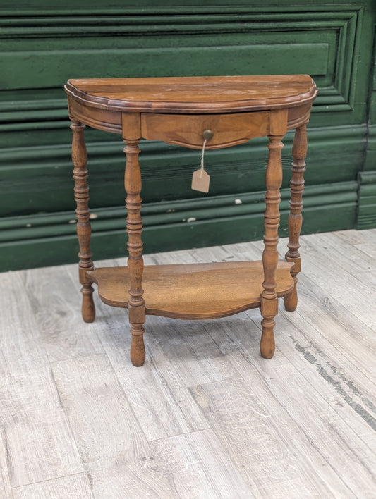 Wood half moon side table
