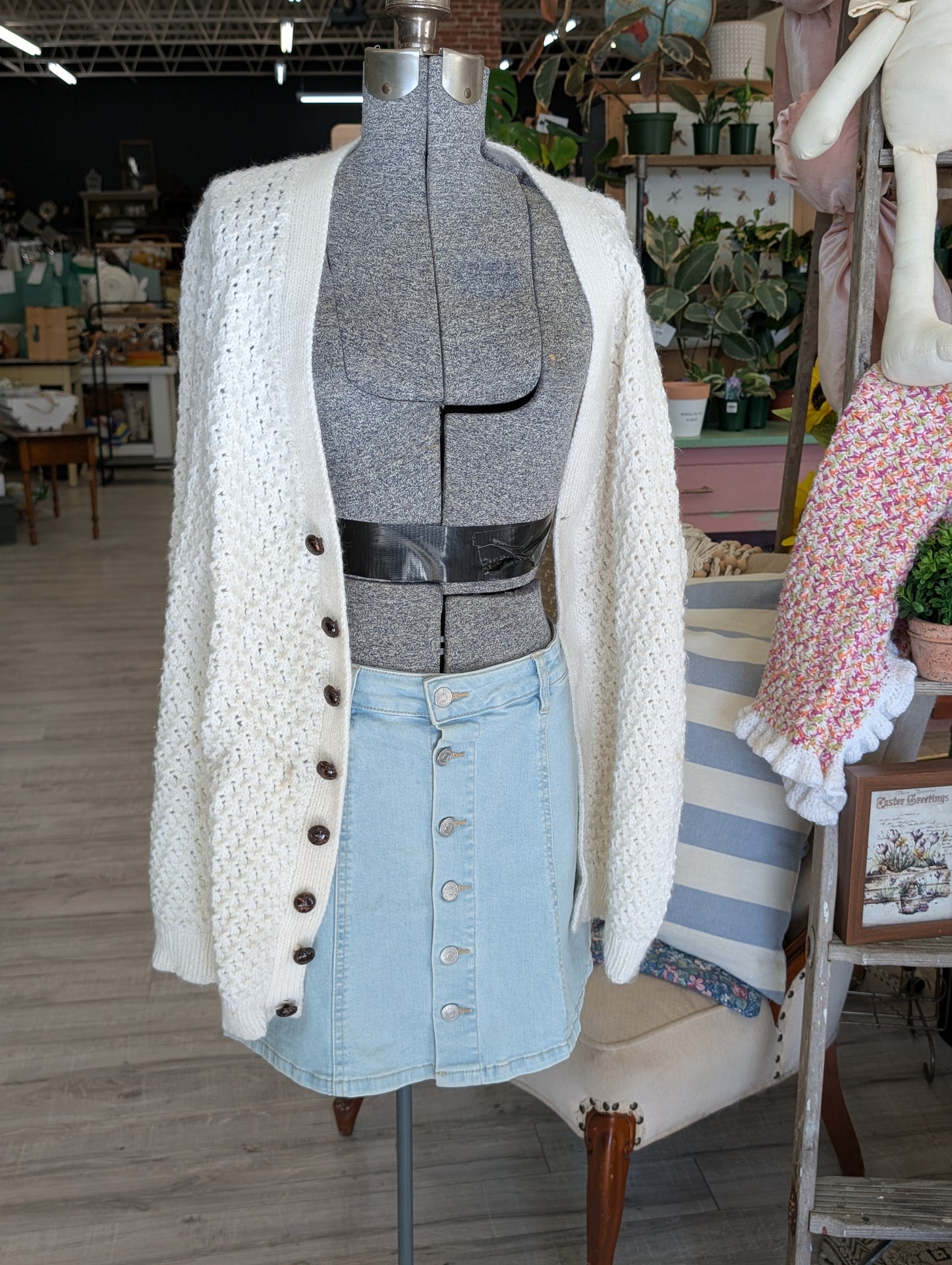 White knit cardigan