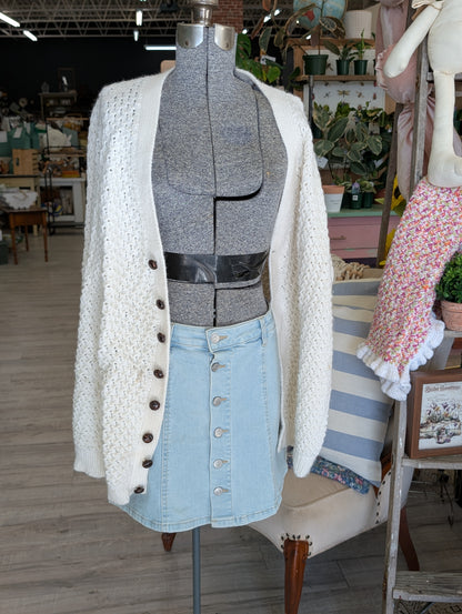 White knit cardigan