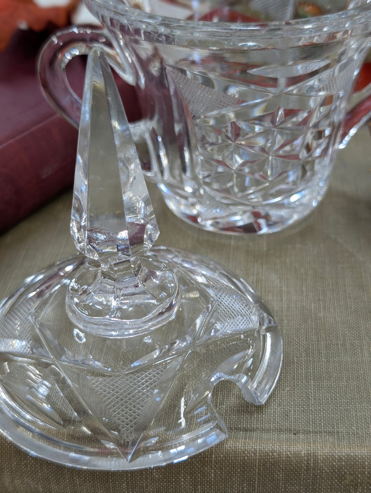 Cut glass sugar  container