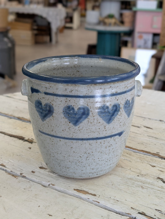 Pottery pot with hearts