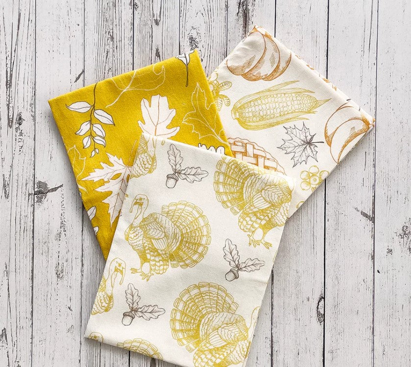 Thanksgiving Floursack Kitchen Towels, set of 3