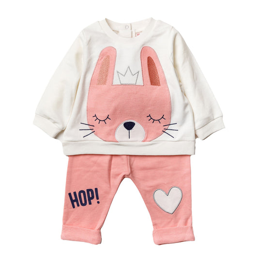 Girls 2 Piece Set: Top & Joggers: Bunny