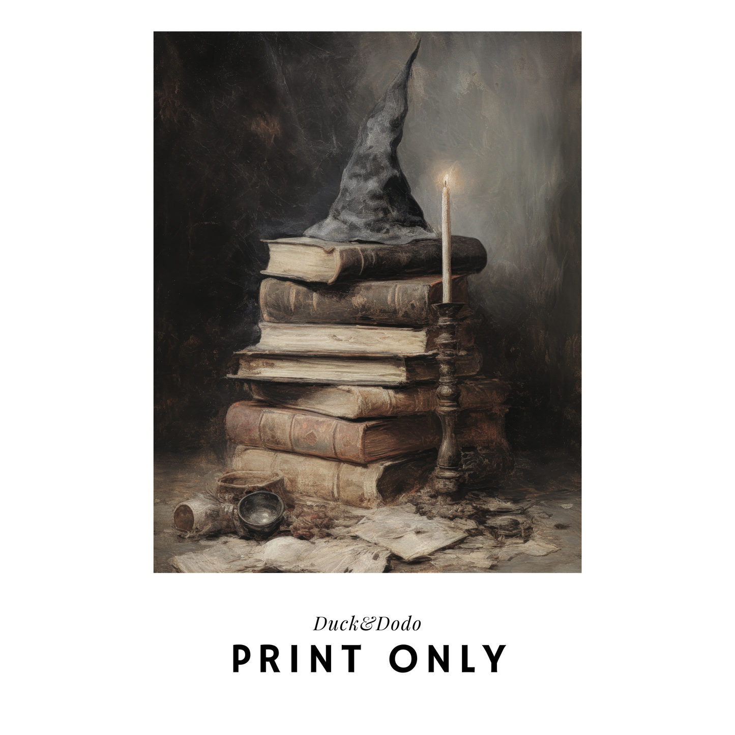 Book stack with candle print