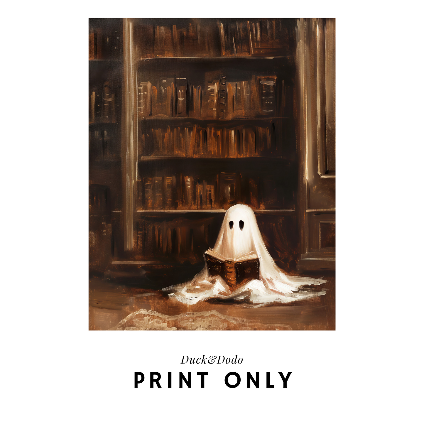 Ghost with Bookcase Print