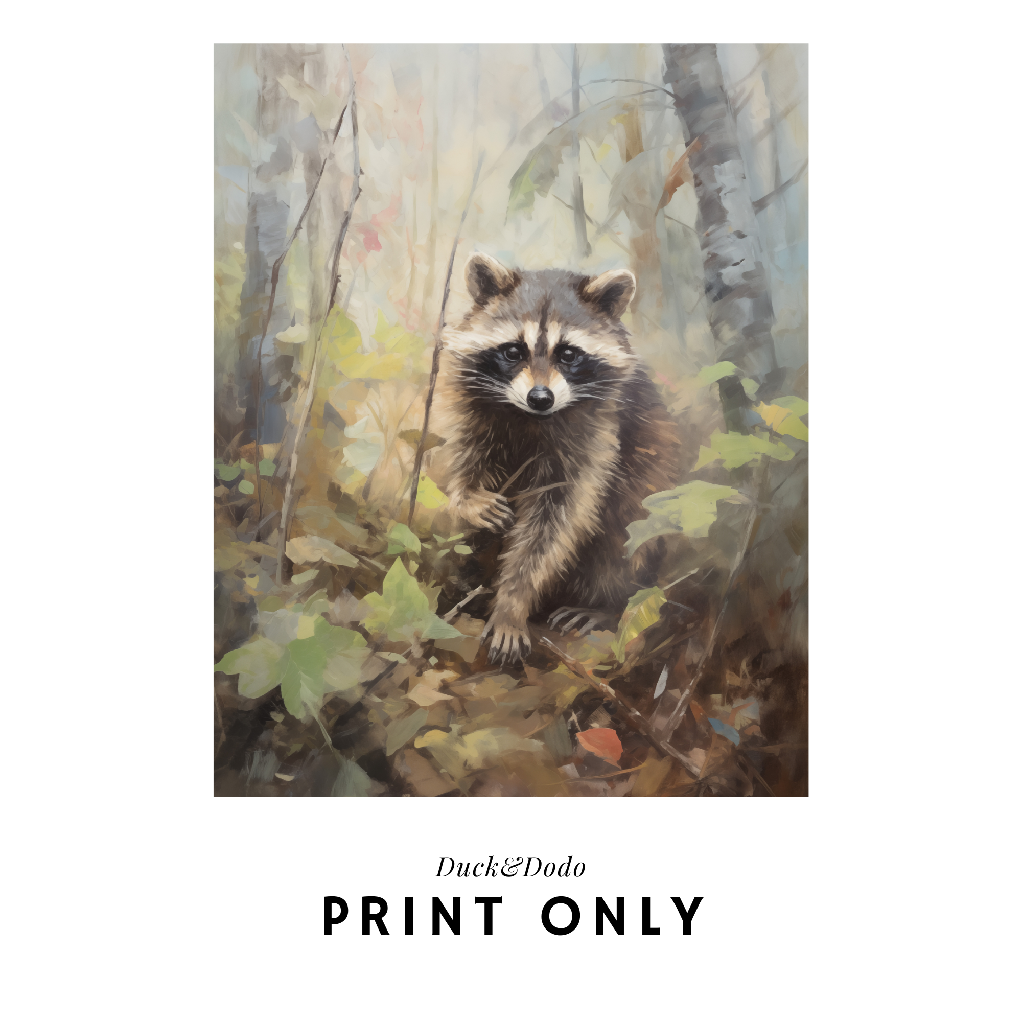 Druck Racoon Raccoon Print – Duck & Dodo