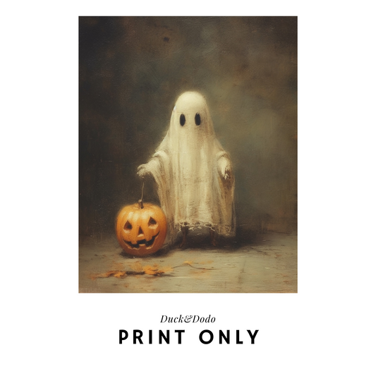 Ghost with Jack o'lantern, antique finish