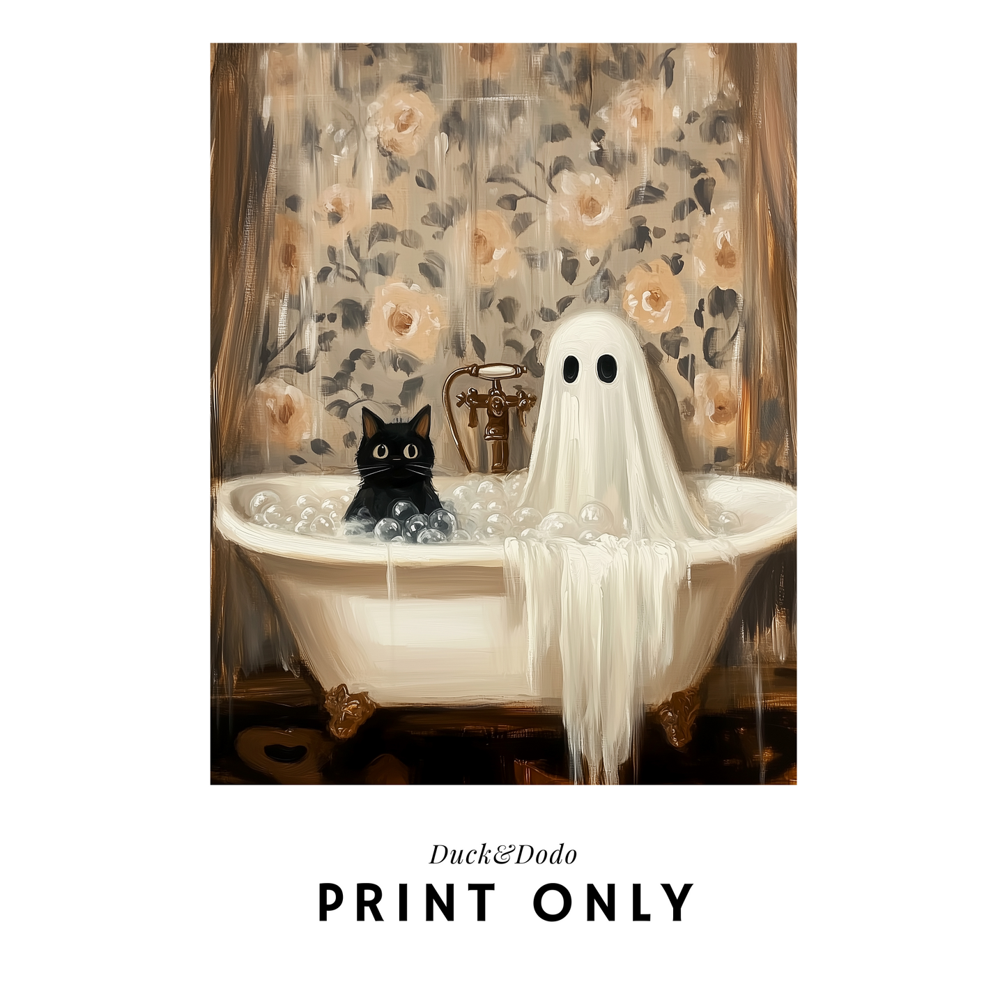 Ghost in Bathtub Print