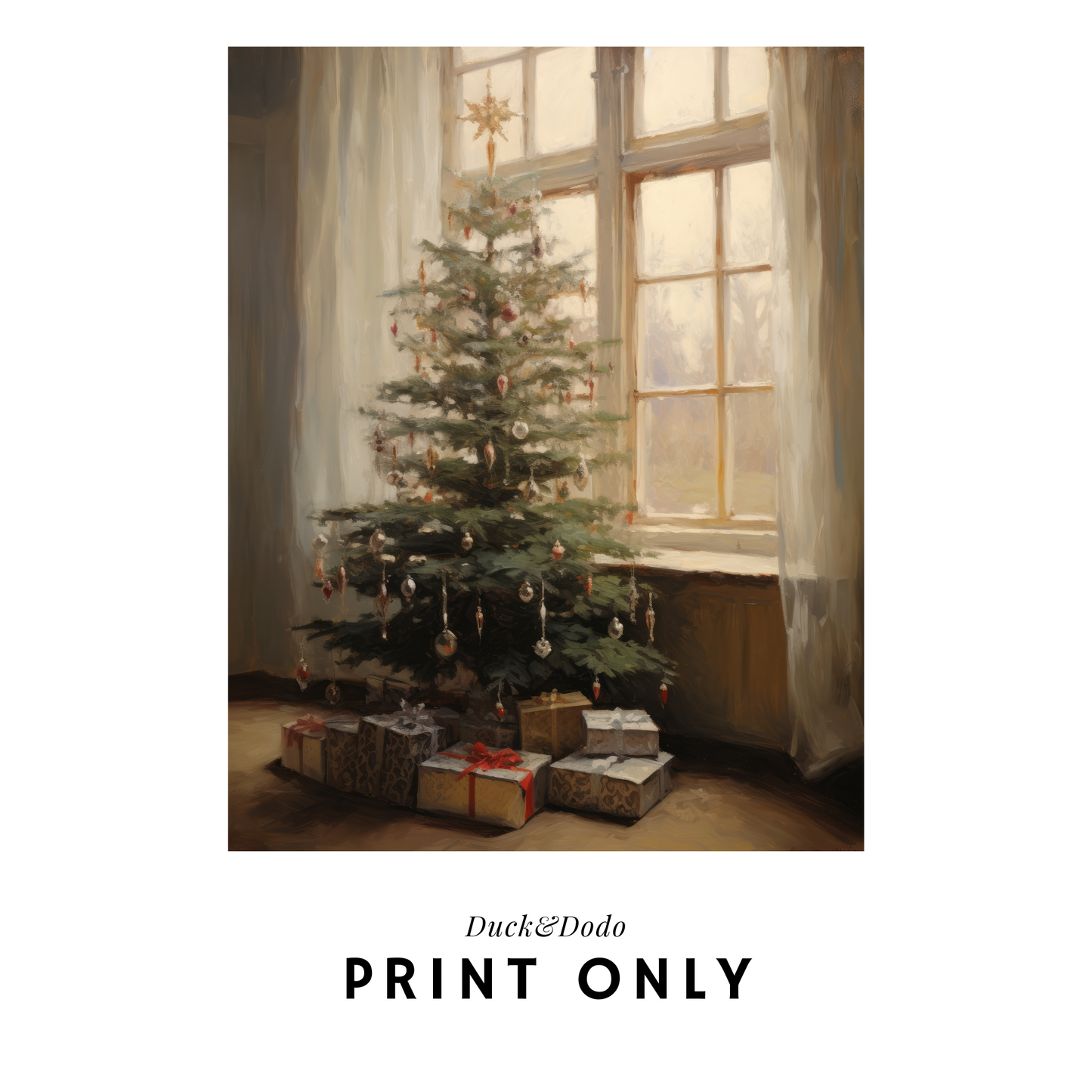 Christmas Tree in Window Print