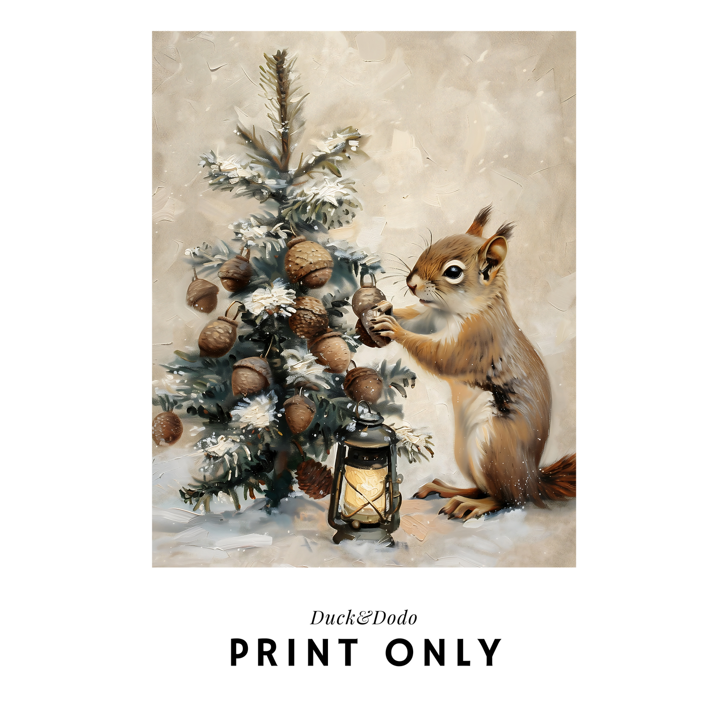 Holiday Squirrel with tree print