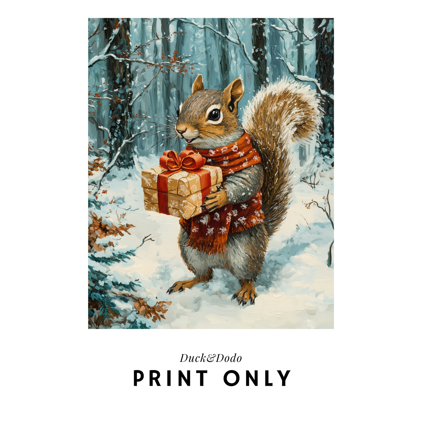 Squirrel with Gift Print