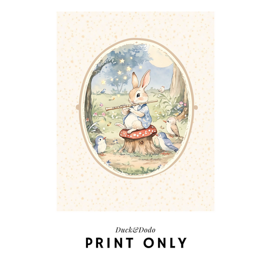 Flute Playing Bunny Print