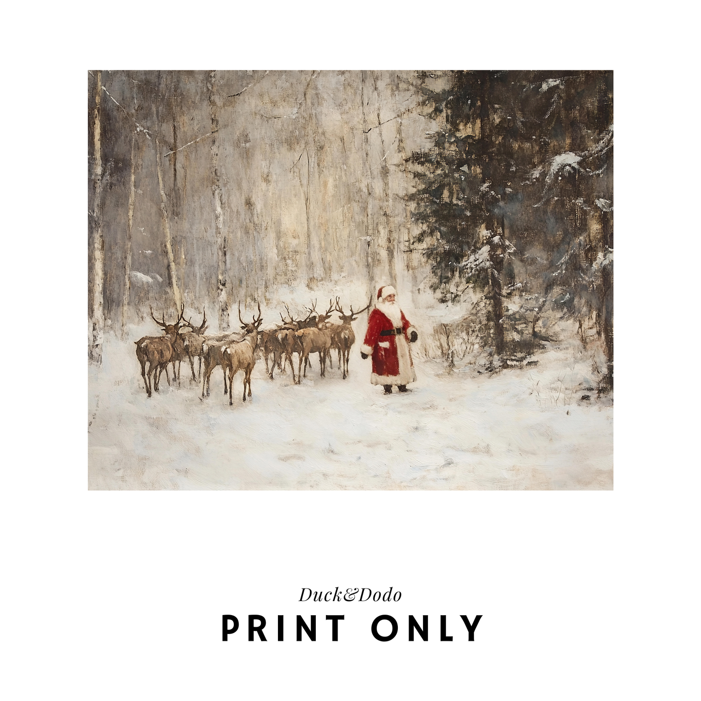 Santa in Forest Print