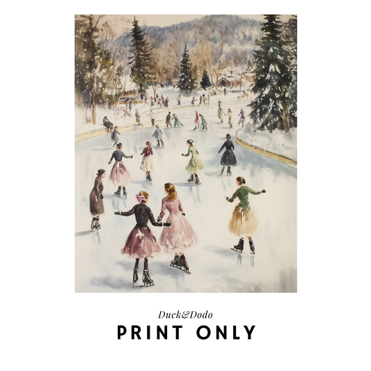 Ice Skating Watercolour Print
