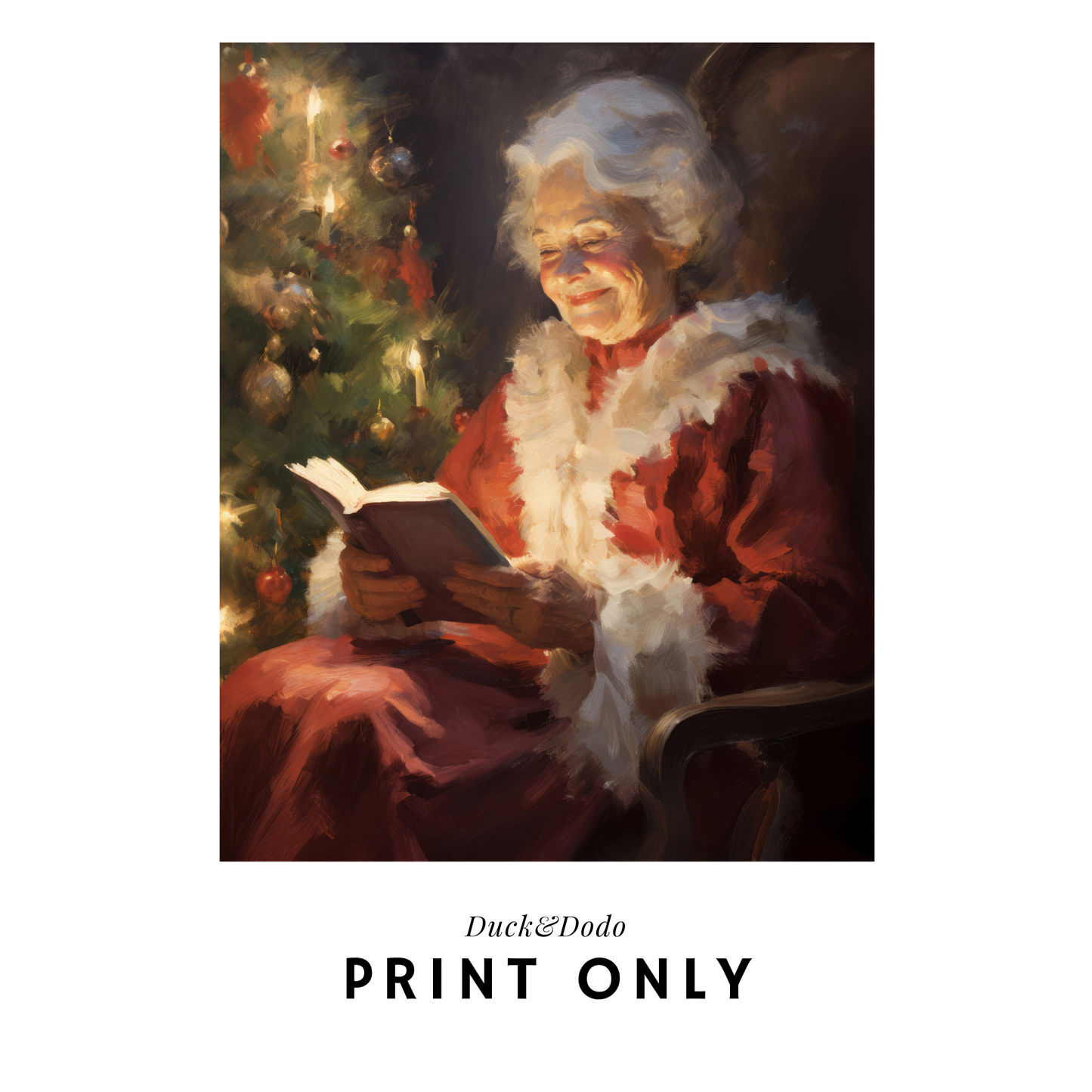 Mrs. Claus Reading Print
