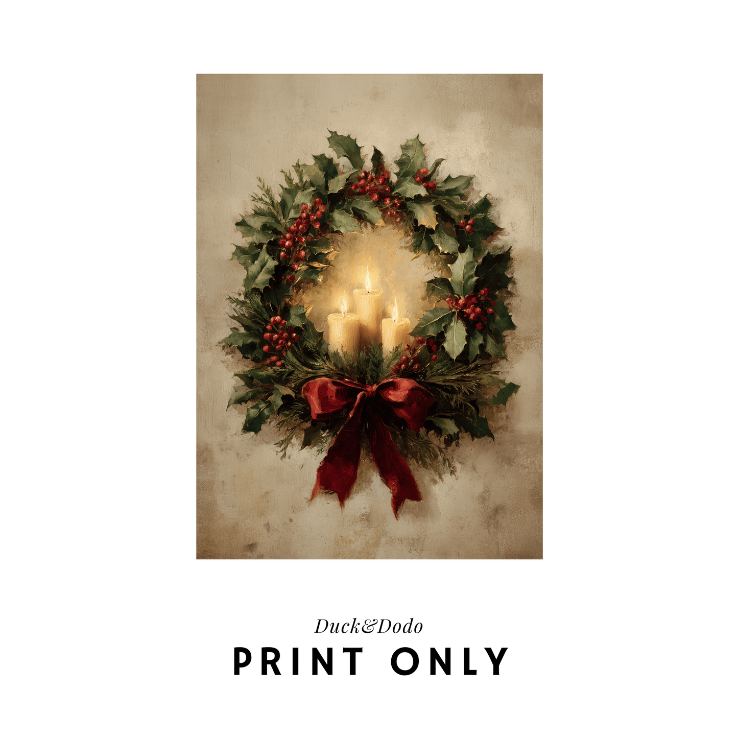 Candle with Wreath Print