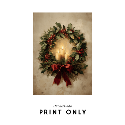 Candle with Wreath Print