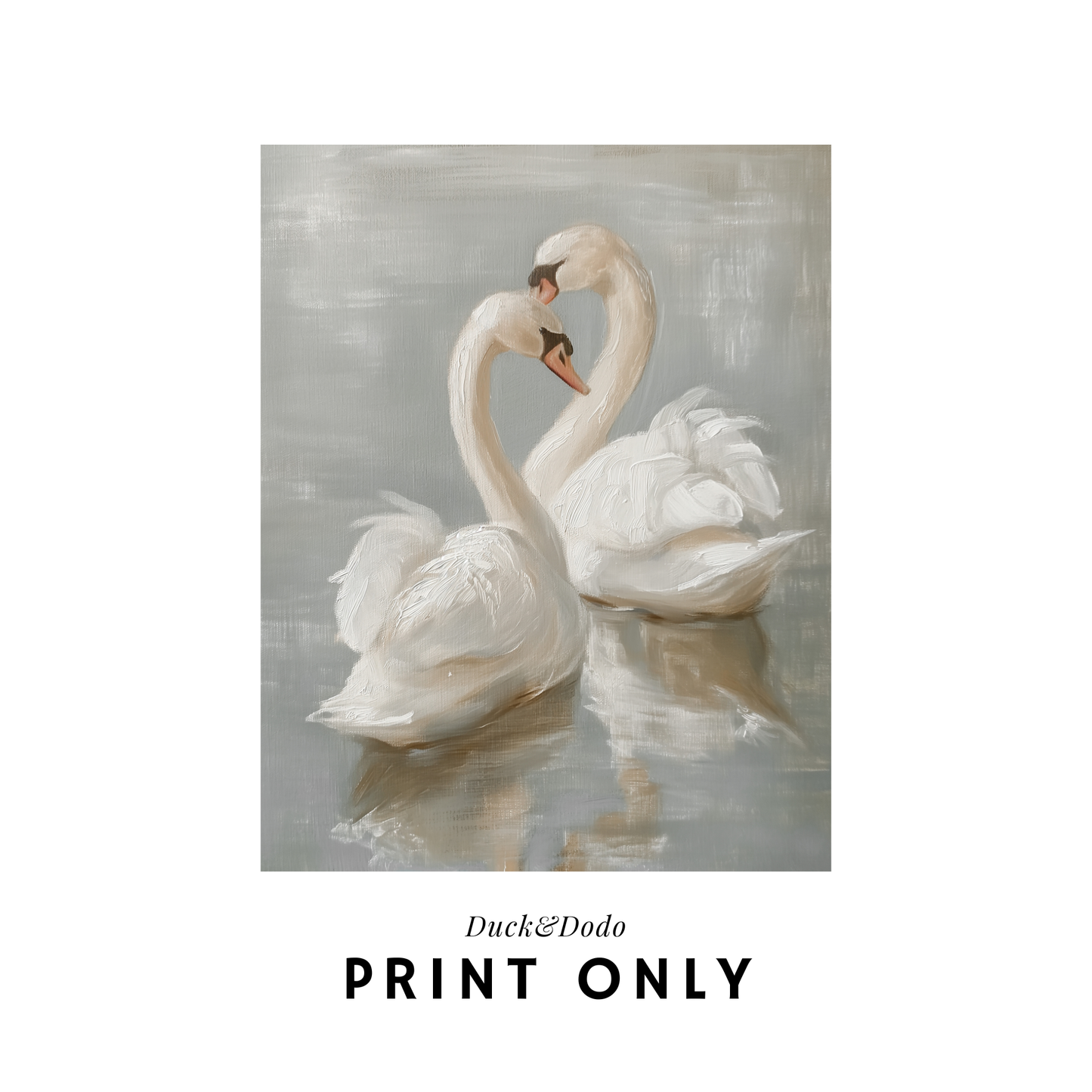 Two white swans print