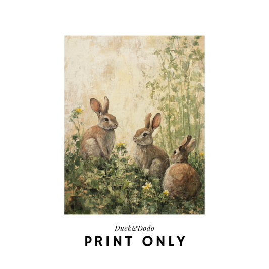 Bunnies in Green Field Print