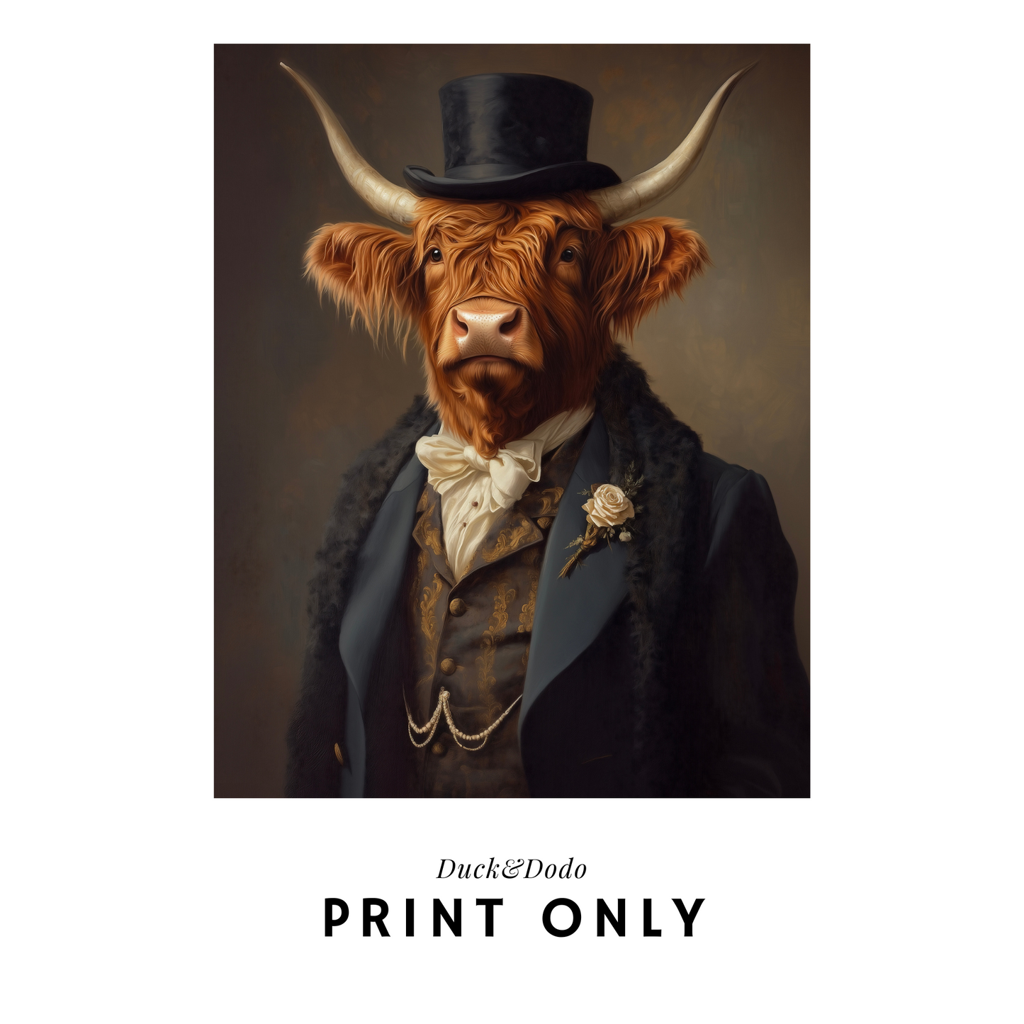 Dapper Highland Cow Print