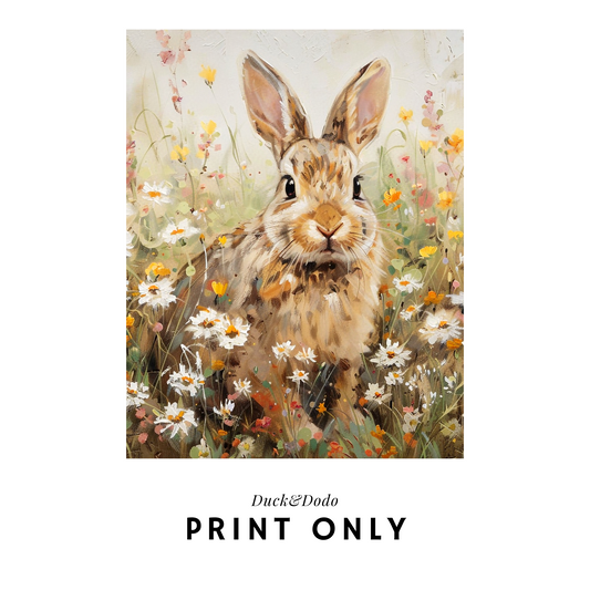 Bunny in Flower Feild Print