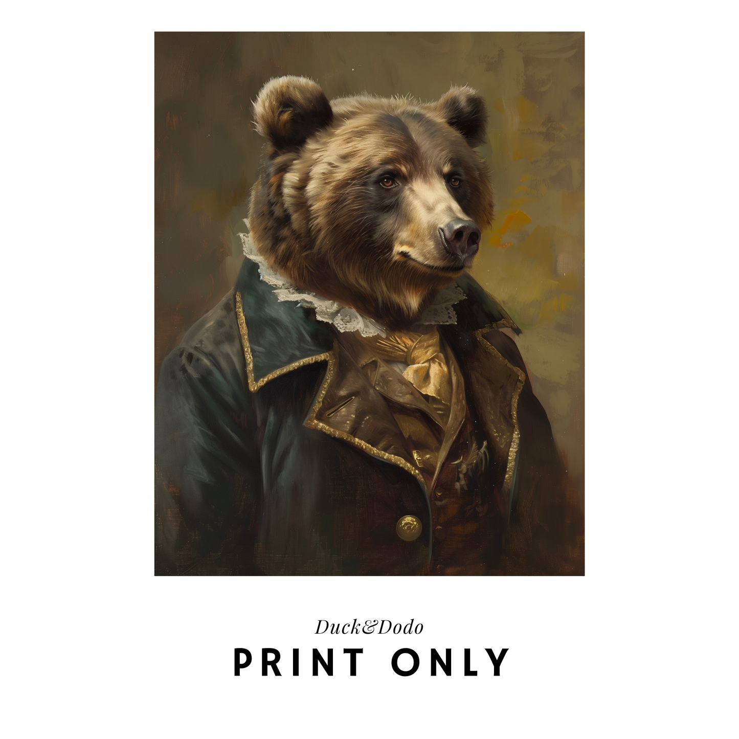 Dapper Grizzley Bear Print