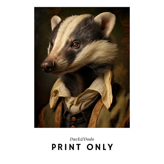 Dapper Honey Badger Portrait Print