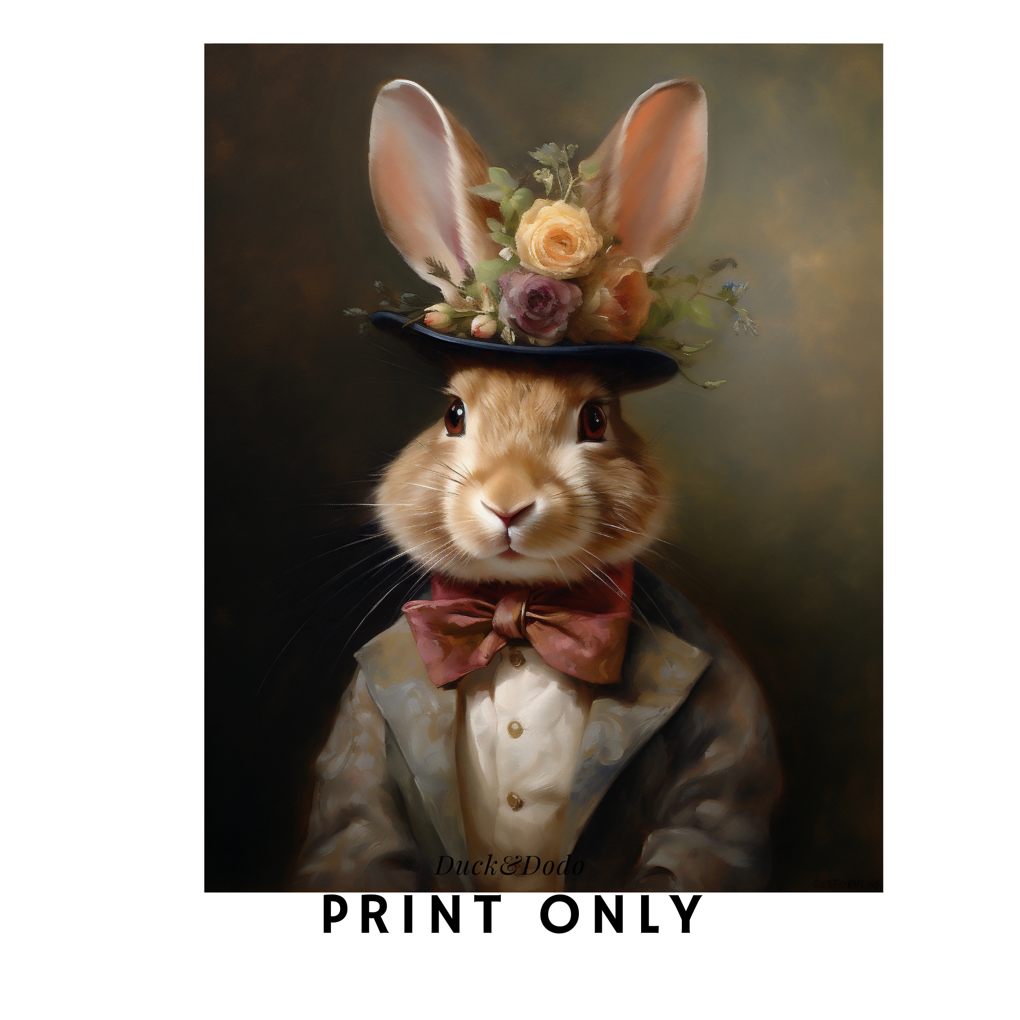 Dapper Rabbit Lithograph Dapper Bowtie Rabbit Print – Duck & Dodo