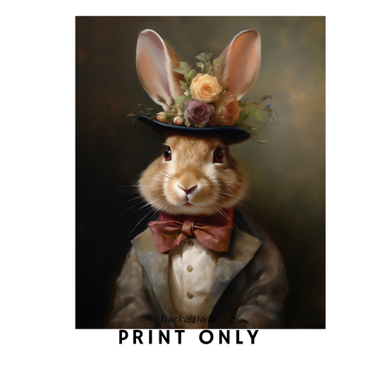 Dapper Bowtie Rabbit Print