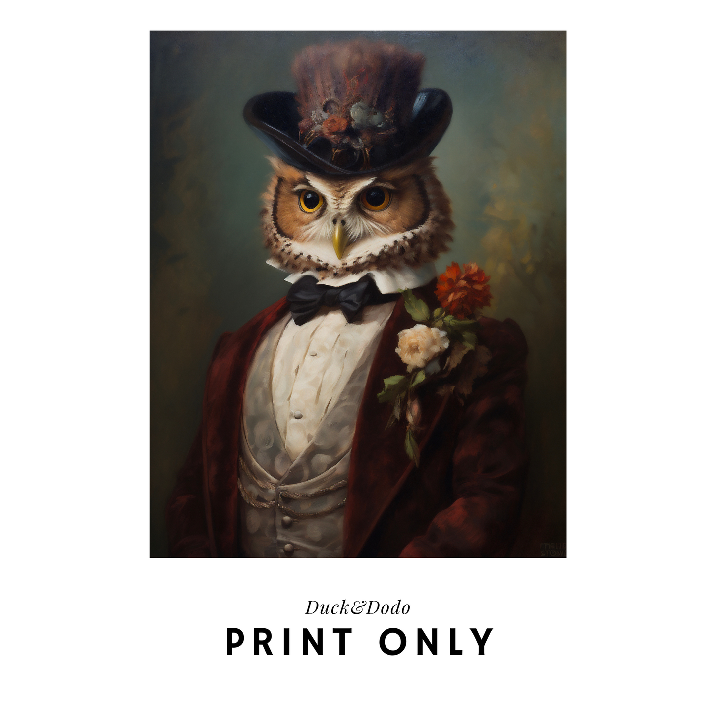 Dapper owl Portrait Print