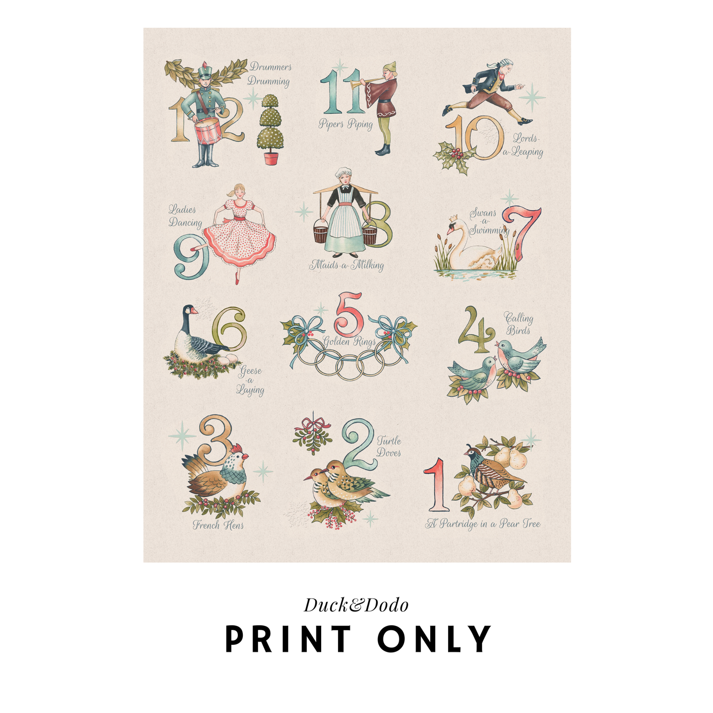 12 Days of Christmas Print