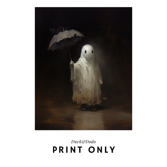 Ghost with Umbrella Print