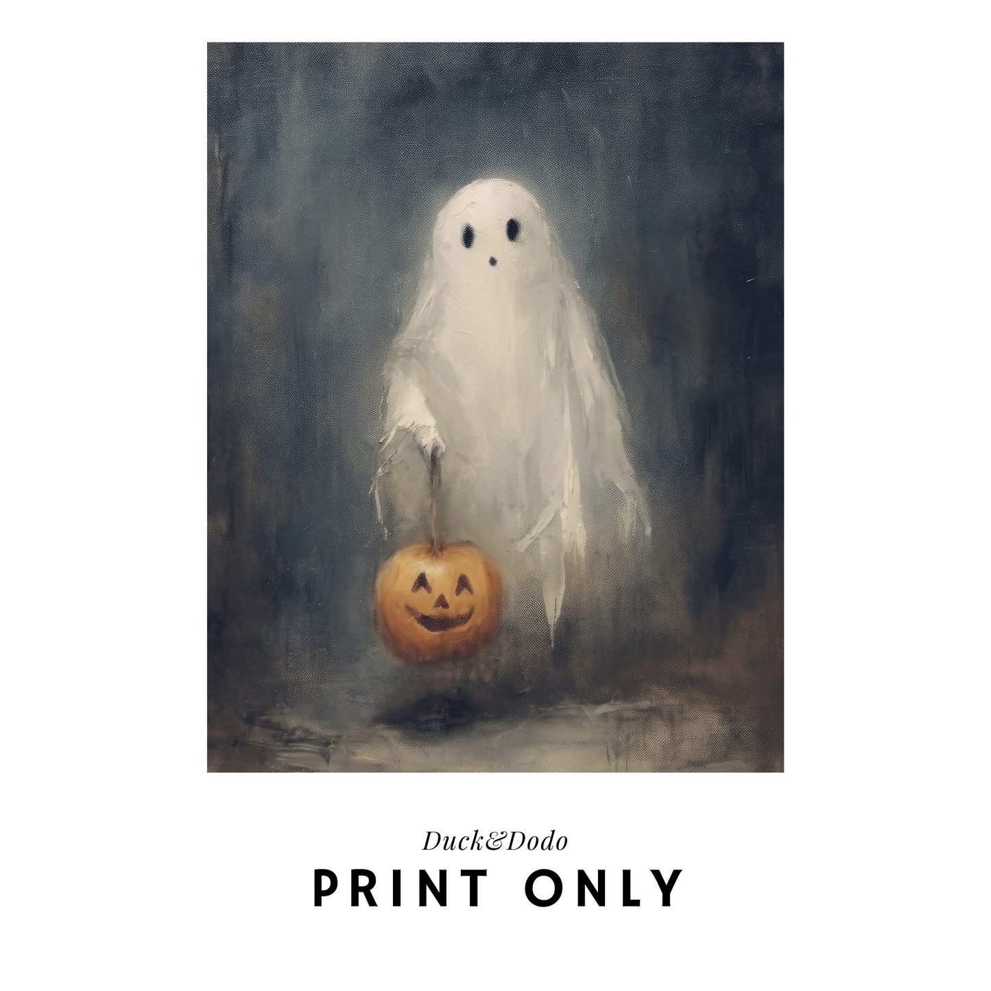 Ghost with jack o lantern Print