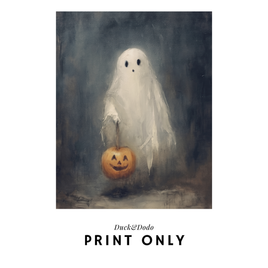 Ghost with jack o lantern Print