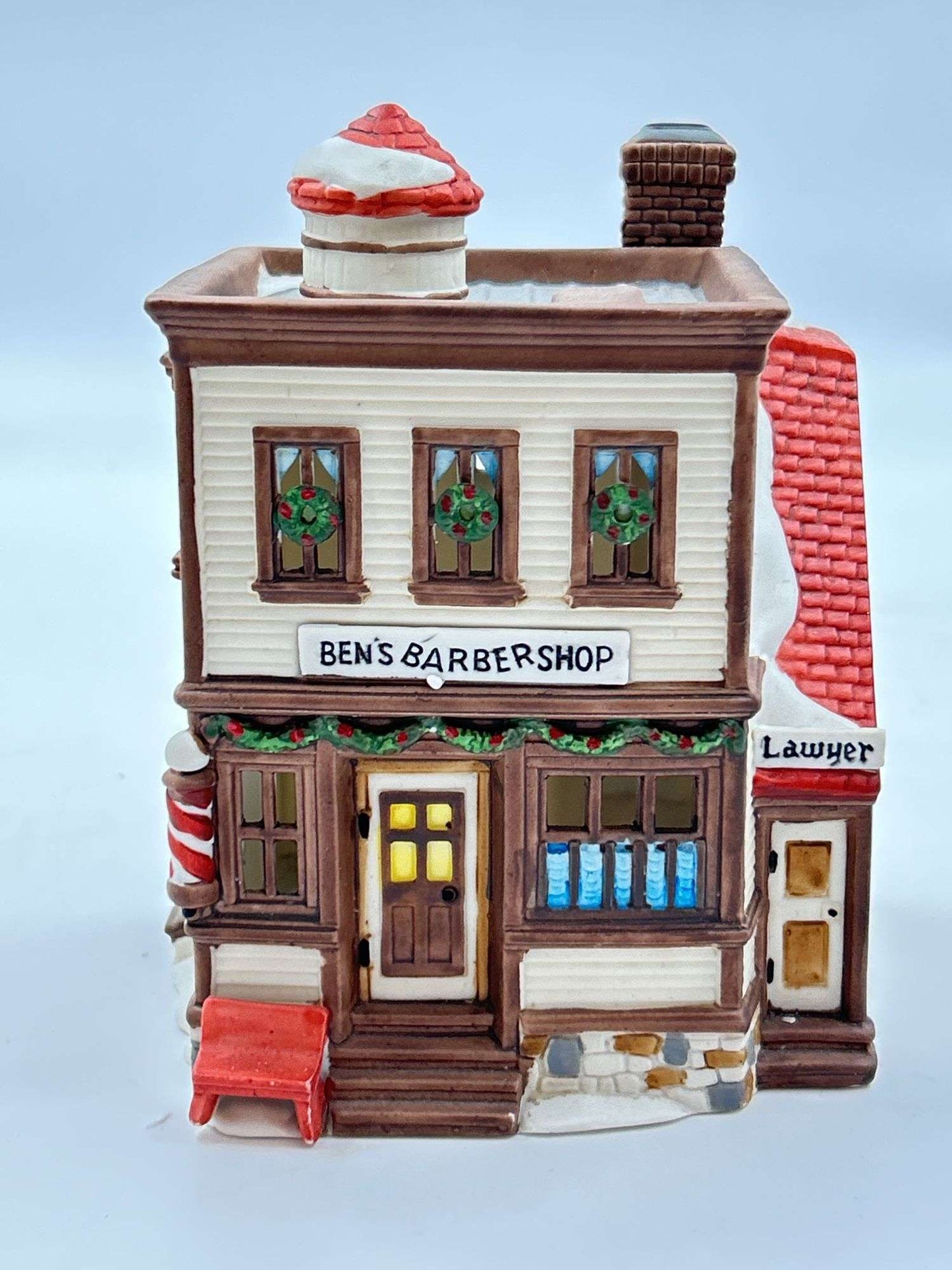 Ben's Barbershop Ceramic Light Up House