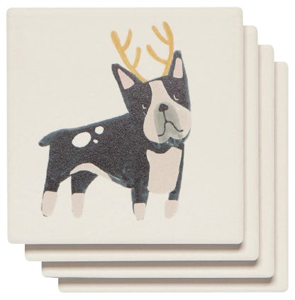 Yule Dogs Soak Up Coasters - Set of 4